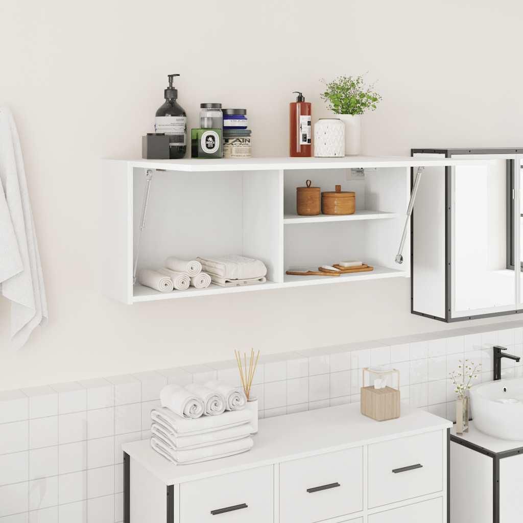 Armadio a muro per bagno bianco 100x25x40 cm in materiale Immagine del prodotto 