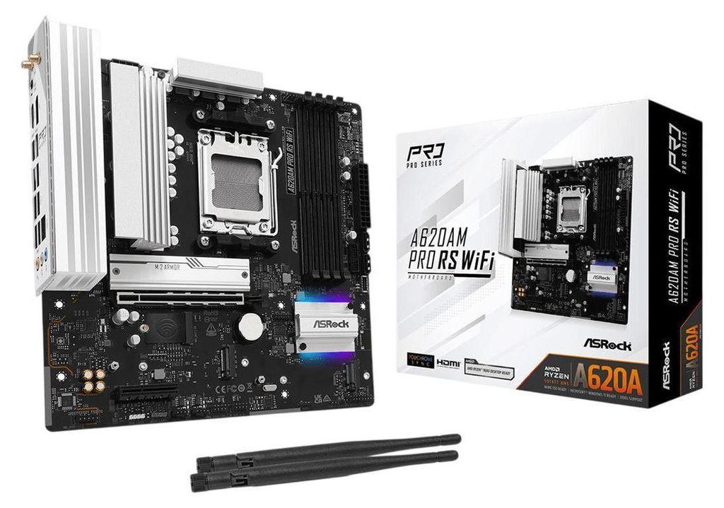Asrock A620AM Pro RS WiFi, AMD, Sockel AM5, AMD Ryzen 7000 Produktbild 