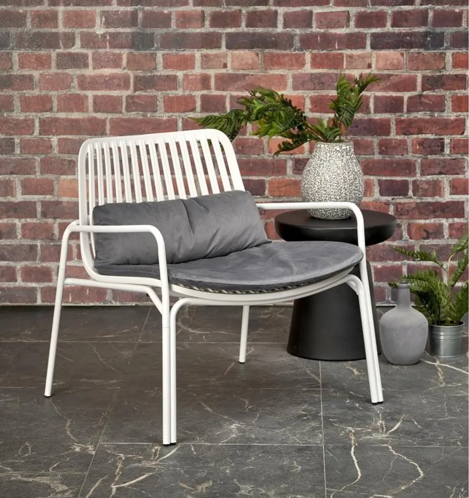 Fauteuil de jardin Melby blanc : structure robuste et finition moderne - 10
