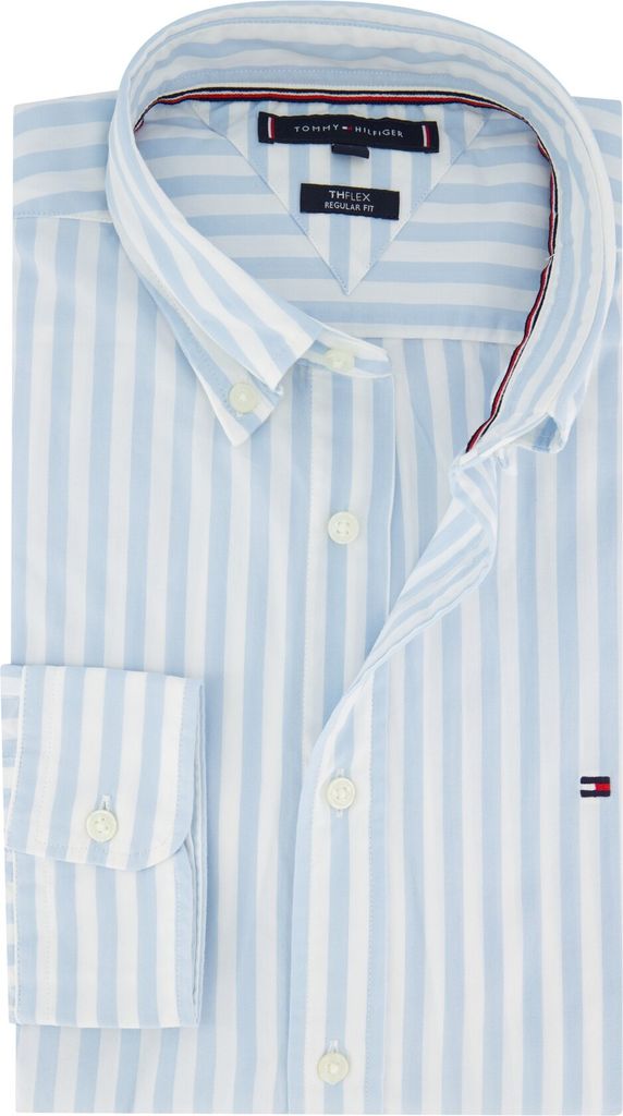 Tommy Hilfiger Hemd blau weiß gestreift normale Passform Baumwolle