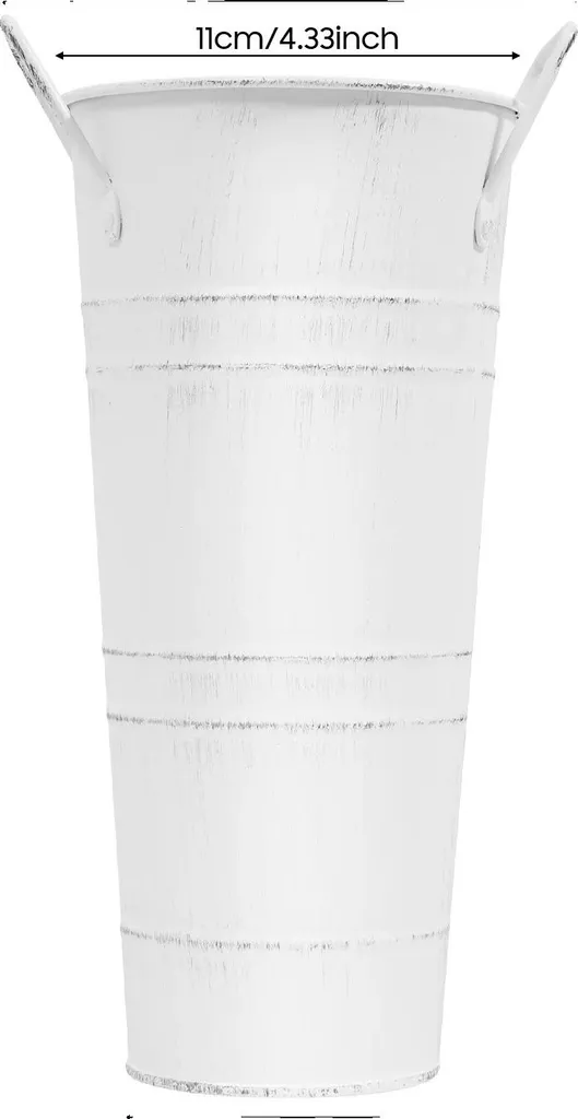 Vases seau en métal blanc pour centres de table mariage - Lot de 8