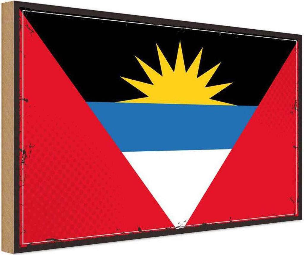 vianmo Holzschild 30x40 cm Antigua und Barbuda Retro Flag