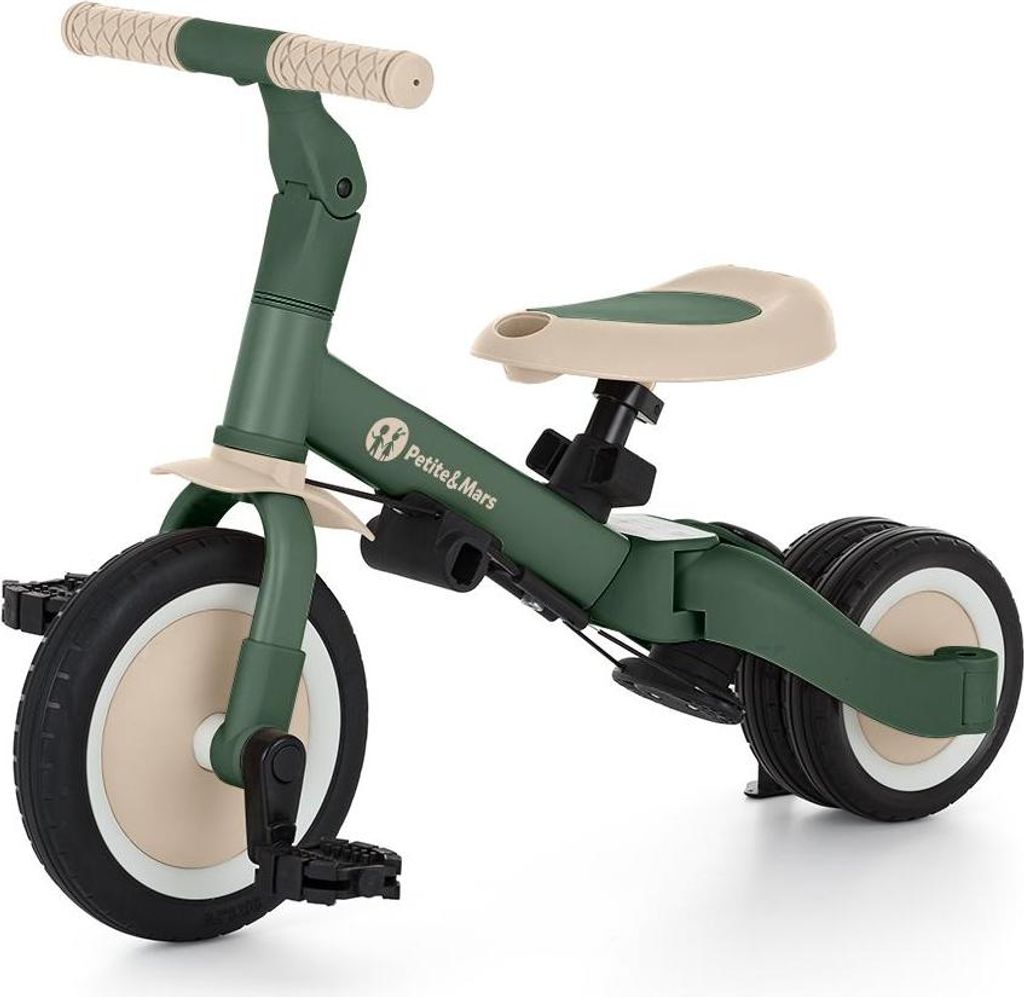 PETITE&MARS Multifunktionales 5-in-1-Dreirad Turbo * Fahrrad * Dreirad * Laufrad * Rutschauto * Lauflernfahrzeug (Misty Green)