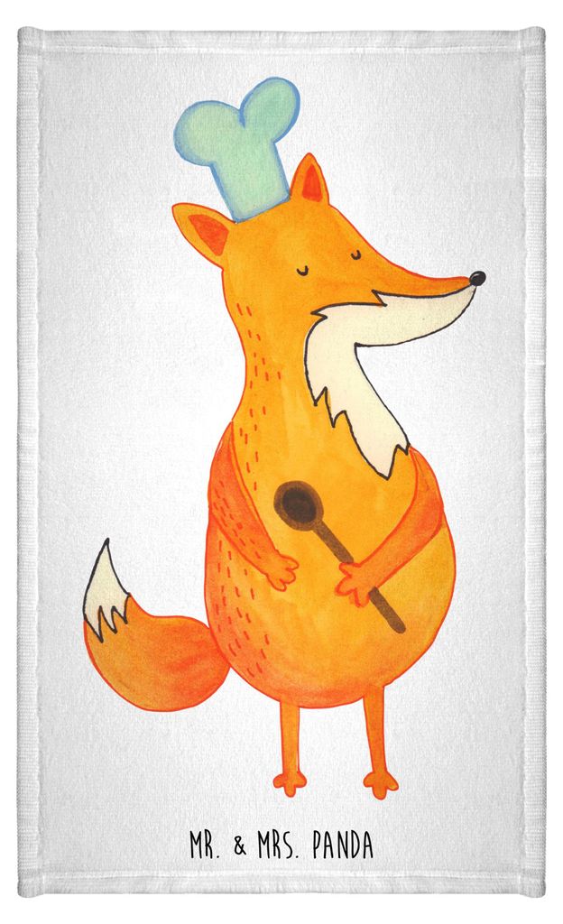Mr. & Mrs. Panda Handtuch Fuchs Koch - Weiß - Geschenk, Chefkoch, Kleines, buntes, Bäcker, Abendessen, Kochlöffel, Gästetuch, baumwolle, Spruch...