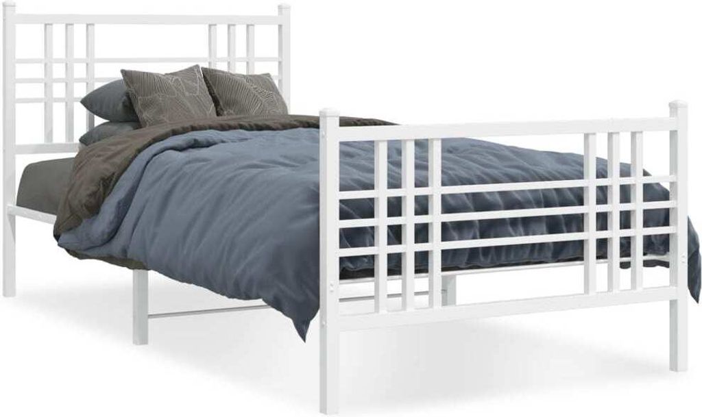 Maison Exclusive - Bettgestell mit Kopf- und Fußteil Metall Weiß 90x200 cm