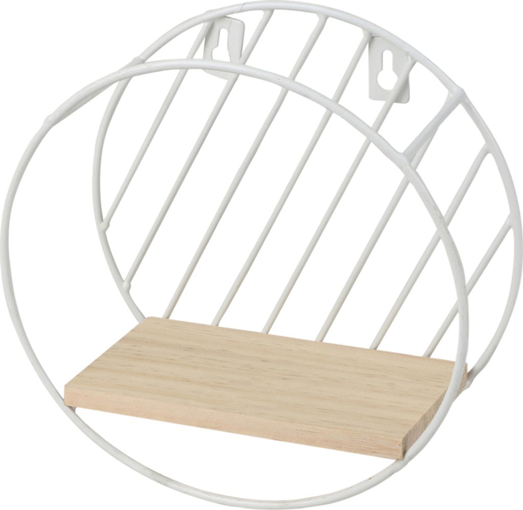 Wandregal rund 19 x 8cm, Metall, Holz, weiß