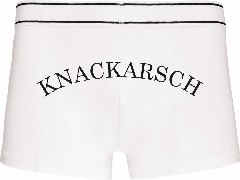Boxershorts - Mann - Boxer-0009-man-white-h-XXL - weiß - XXL - hinten - Knackarsch - lustiges Motiv - Spruch - Unterwäsche - Unterhose - Freizeit...