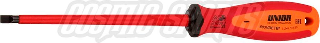 Unior 603VDETBI Elektriker-Schraubendreher TBI, 0.6x3.5mm, red