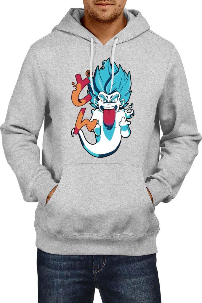 Herren Kapuzenpullover Japan Manga Anime Comics Animation Dragon Anime Manga Ball Vegeta 10, Man 2XL / Grau