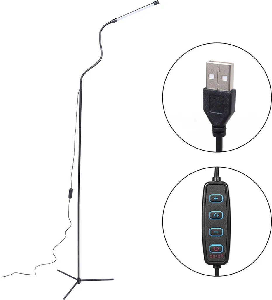 Lampe de sol LED USB à intensité stable - Design simple et moderne noir - 3
