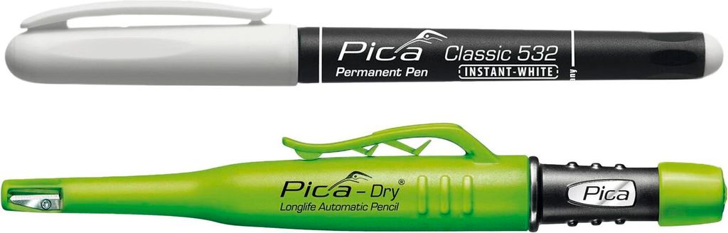 vasalat Pica Permanent Marker weiß + Pica Dry Tieflochmarker Graphit 2 teilig
