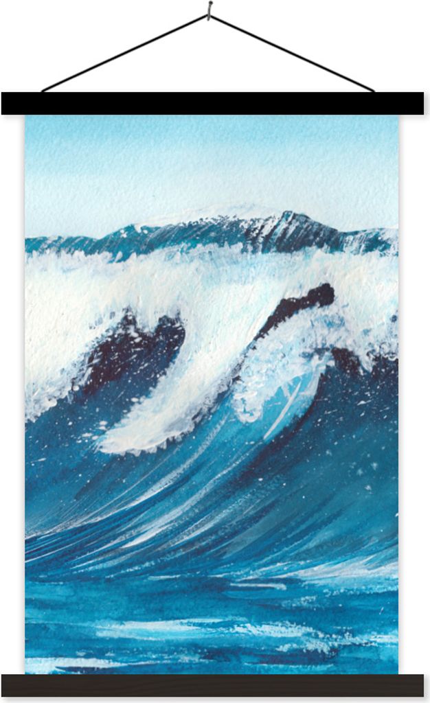 MuchoWow Textilposter Meer - Golf - Aquarell 40x60 cm mit schwarzem Rahmen - Wanddekorationen