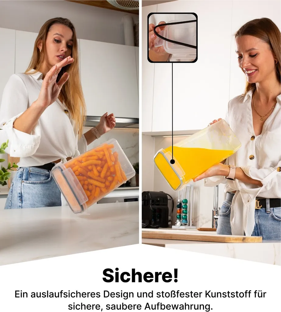 Contenitori Ermetici Per Alimenti Con Coperchio Pop-top - Set Da 4 Pezzi Trasparenti Con Misurini, Senza BPA - 2