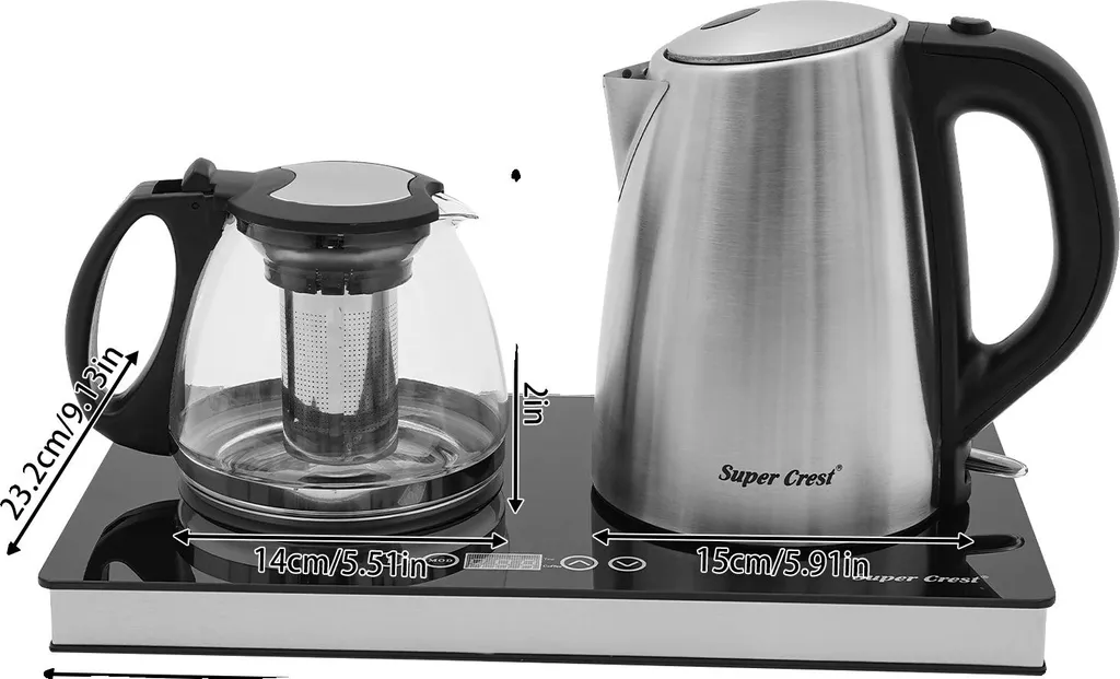 Bouilloire électrique tactile noire 2 litres pack de deux unités