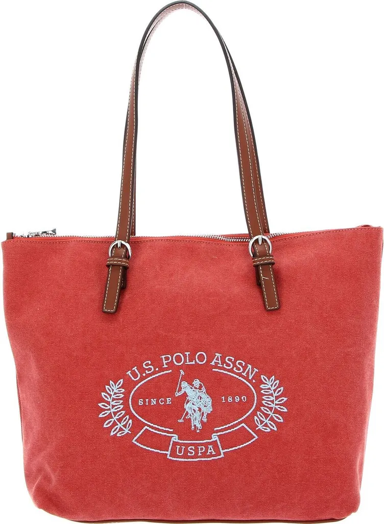 Sac Shopper Springfield U.S. POLO ASSN. en Canvas Robuste Rouge Pêche