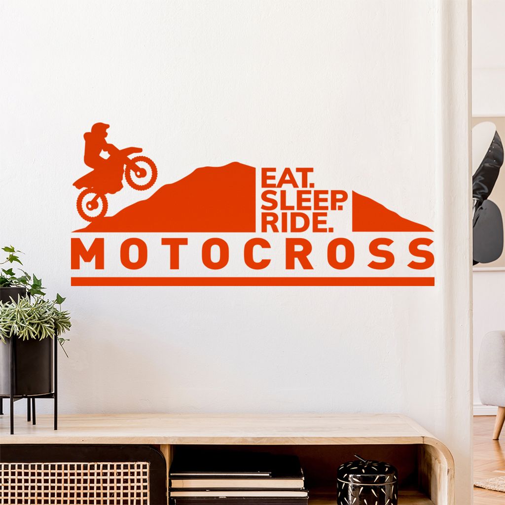 Motocross eat sleep ride Wandtattoo Wandaufkleber Wall Sticker - Dekoration, Küche, Wohnzimmer, Schlafzimmer, Badezimmer