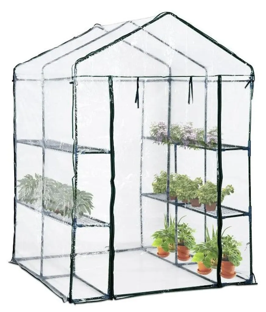 Serre de jardin Brixo Garden Cottage en acier et PVC 143x143x195 cm