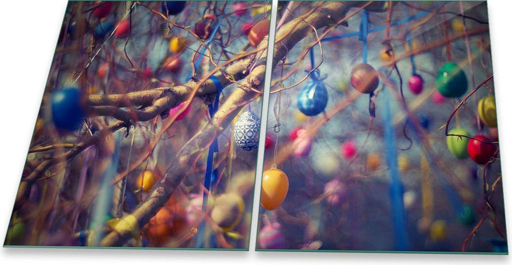 Herdabdeckplatte Glaskeramik 2-Teilig 2x40x52 Ostern Bunt Produktbild 