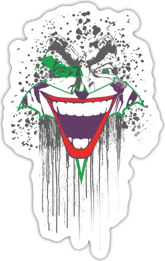 Spreadshirt DC Comics Originals Joker Fratze Batsymbol Sticker Aufkleber, 10 x 10 cm, Weiß glänzend