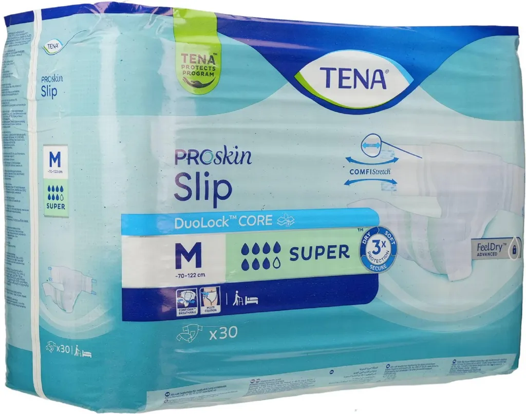 Tena Slip Super M 30 Pezzi | Pannoloni a Mutandina per Incontinenza Grave