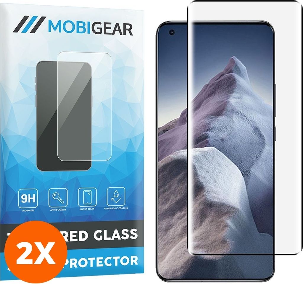 Mobigear Premium 4.99 Xiaomi Mi 11 Ultra Panzerglas Gehärtetes Glas Displayschutz - Hüllenfreundlich - Schwarz (2er Pack)