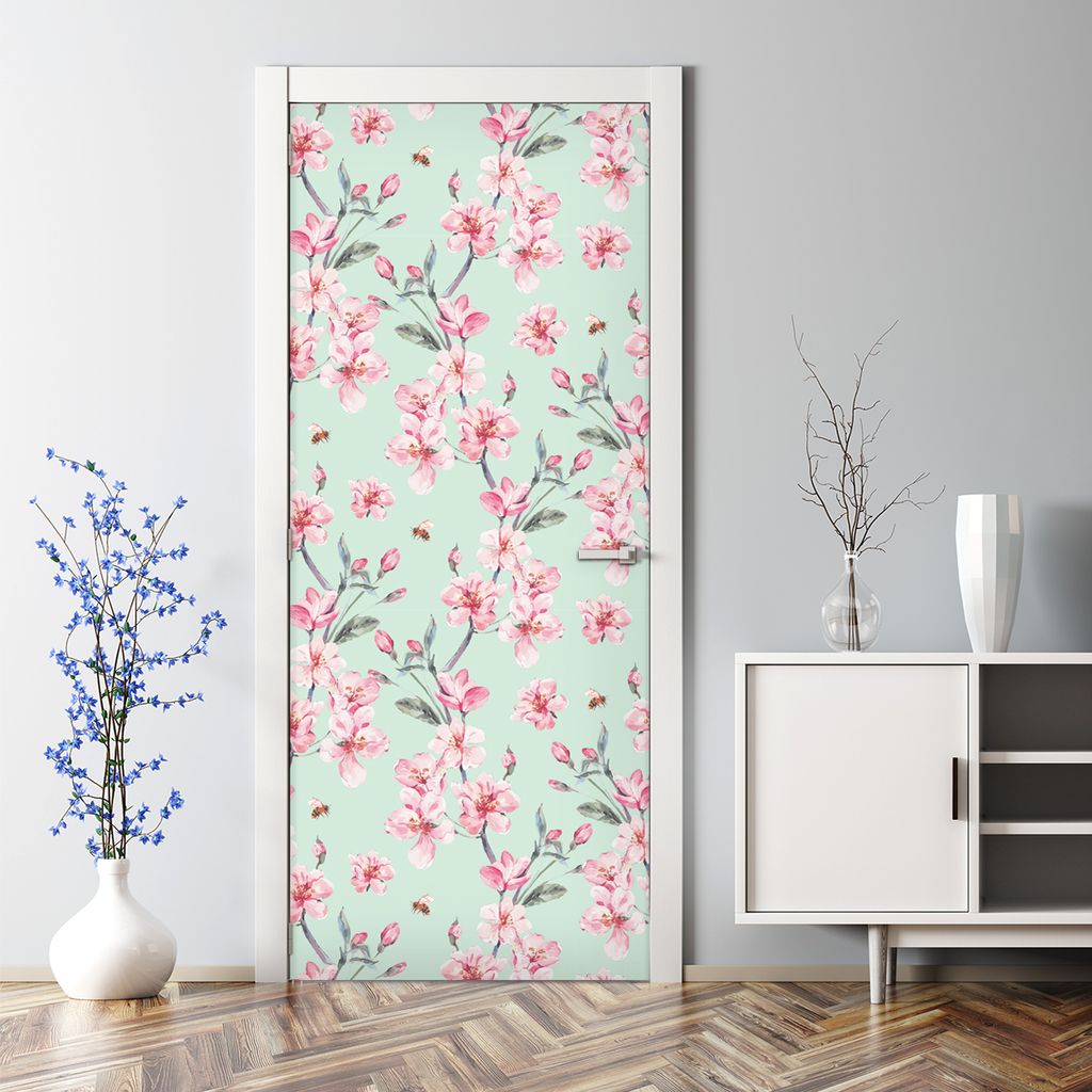 Dekorative Aufkleber Tür Deko selbstklebend Türtato Türposter Blumen orientalisch 77 x 200 cm