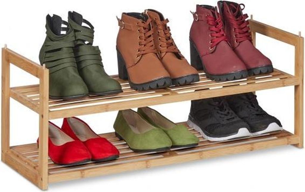 Stapelbares Schuhregal aus Bambus