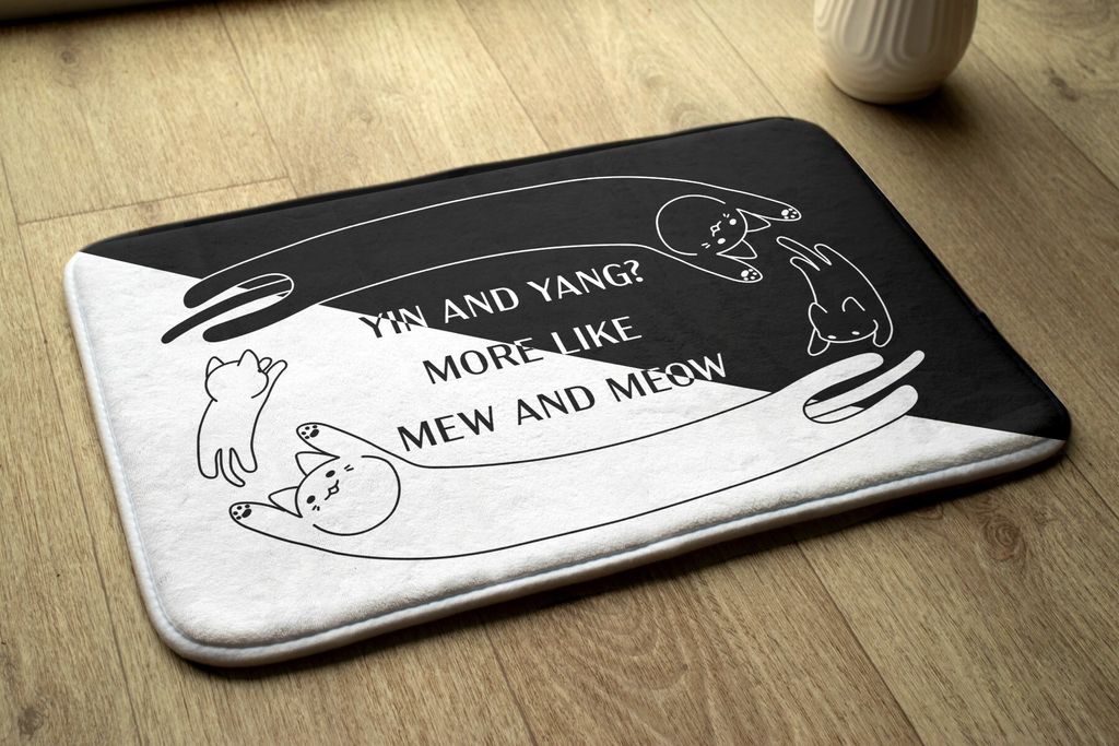 Badteppich Saugfähige - Badezimmer Teppich - Rutschfester Badvorleger Badematte - 90x60 cm - Katzen