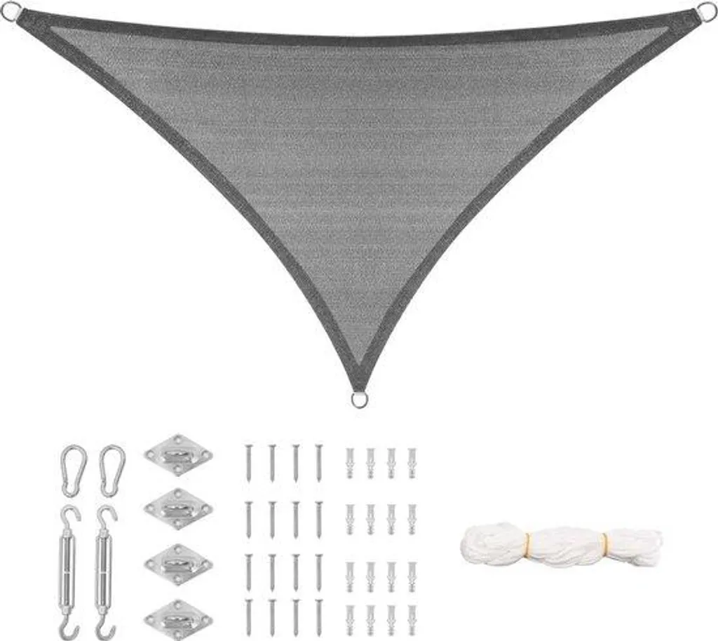 Voile d'ombrage triangulaire respirante et imperméable en HDPE gris