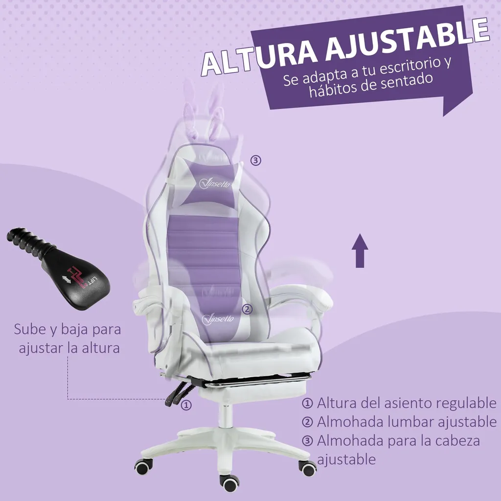 Fauteuil gamer violet pour setup de streaming et télétravail prolongé