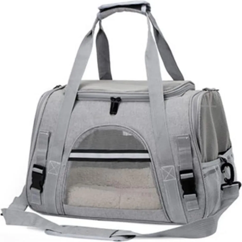 ASKSA Caisse de Transport Grise pour Chats et Petits Chiens avec Sangle
