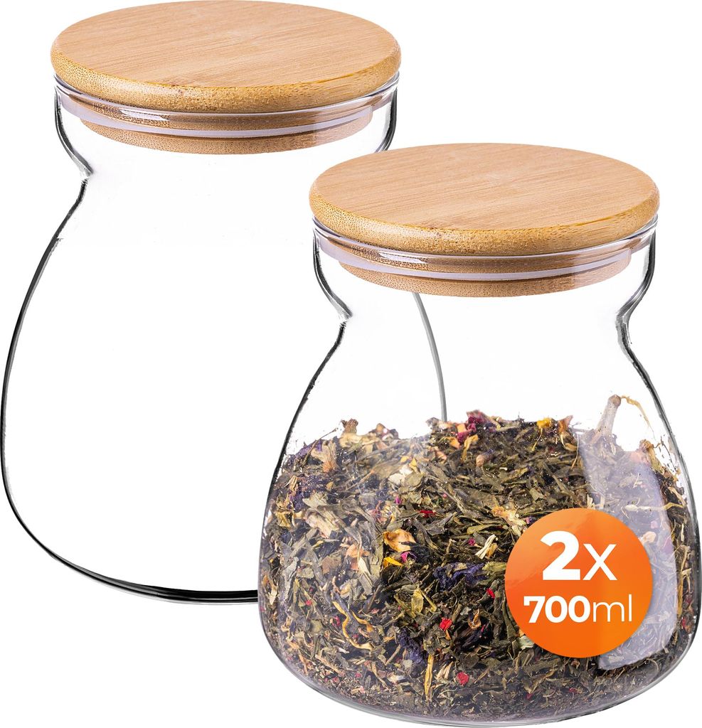KADAX Vorratsgläser 700ml, 2er Set, Vorratsdosen aus Glas, Glasbehälter mit luftdichtem Deckel, Vorratsbehälter zur Aufbewahrung von Lebensmitteln