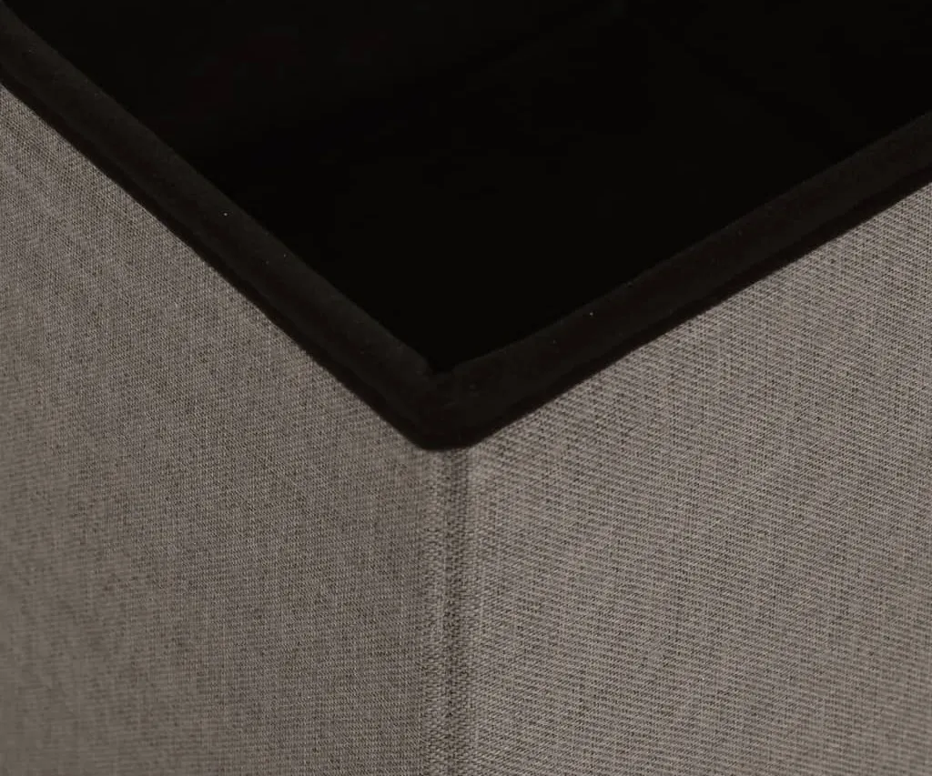 Tabouret Design avec Coffre Intégré Taupe Aspect Lin - Set de 2 Pcs - 7