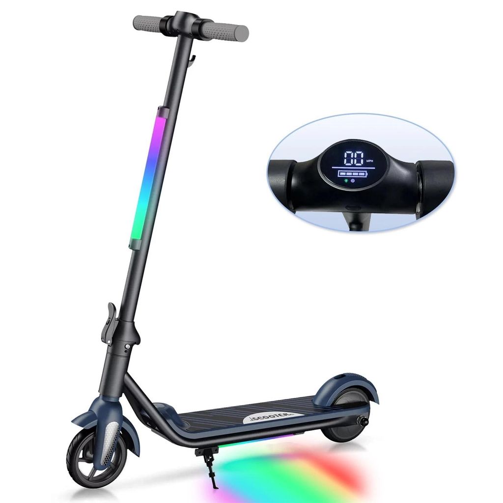 Elektroroller Kinder Alter 6-12, 6,5 Zoll, Faltbarer Elektroscooter Für Kinder, Max Reichweite 8KM, Max 12km/h E Roller, Elektro kinderroller Grau