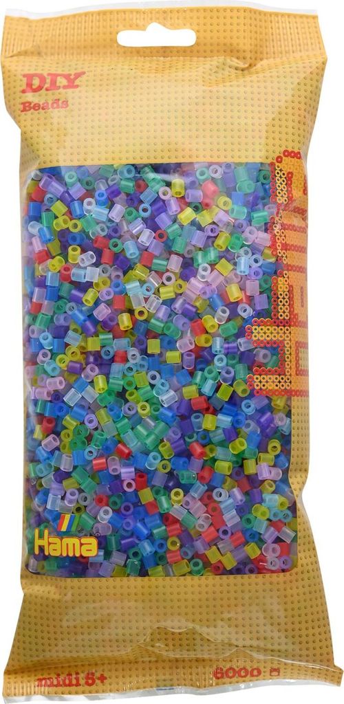 Hama Beutel mit 6000 Midi-Bügelperlen Transparent Mix 53