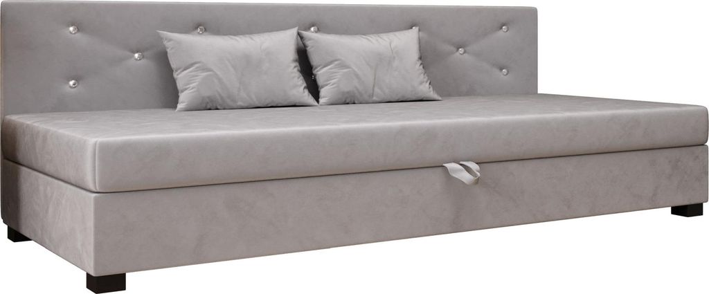 AURA SOFA Boxspringbett OLET BIZ 80x195 Komplett-Set mit Bonell Matratze, Polsterbett mit Bettkästen - Grau, MONOLITH 84