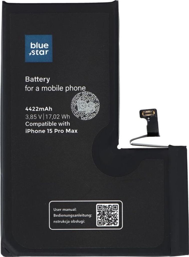 Battery passend für iPhone 15 PRO MAX 4422 mAh Blue Star HQ