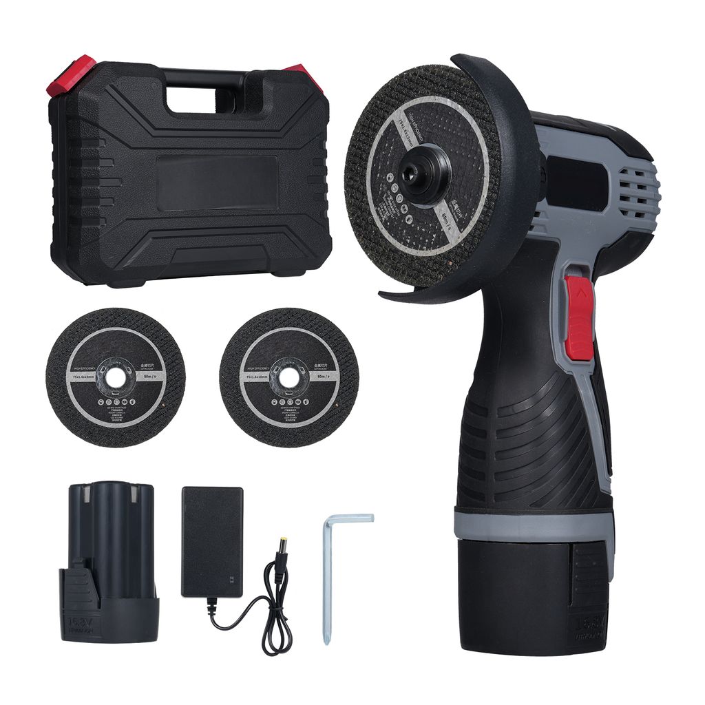 Buerstenloser Winkelschleifer, 17000 U/min, kabelloser Winkelschleifer, elektrisches Schleifwerkzeug, Mini-Winkelschleifer mit 16,8 V, 2000 mAh Akk...