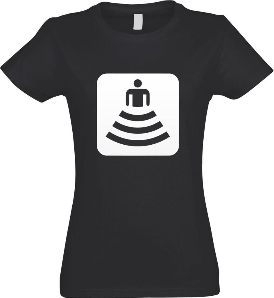 Kiwistar - T-Shirt tailliert - Damen - Graphit - W-LAN Verbindung Piktogramme - mit Motiv Bedruckt - Funshirt Design - Sport - Freizeit - Damen - L