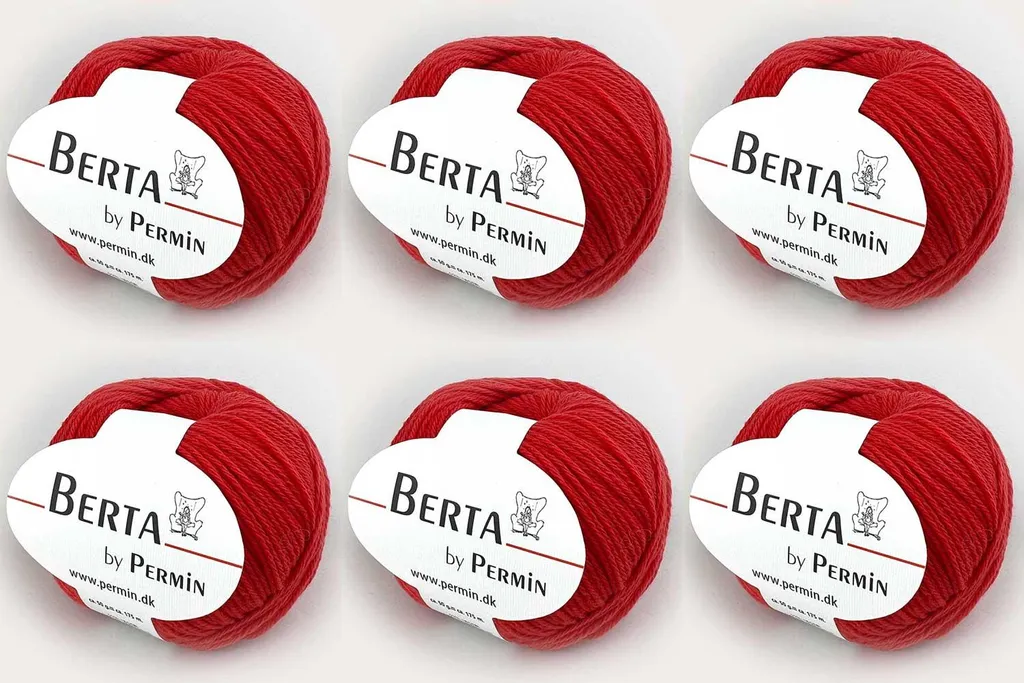 Fil laine et coton Oeko-Tex Berta Permin coloris 56 rouge pack de 6