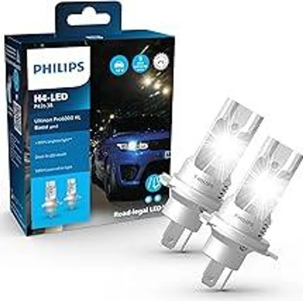 Lampade LED H4 Philips Pro6000 Boost Gen2 - Luce Bianca Omologata +300%