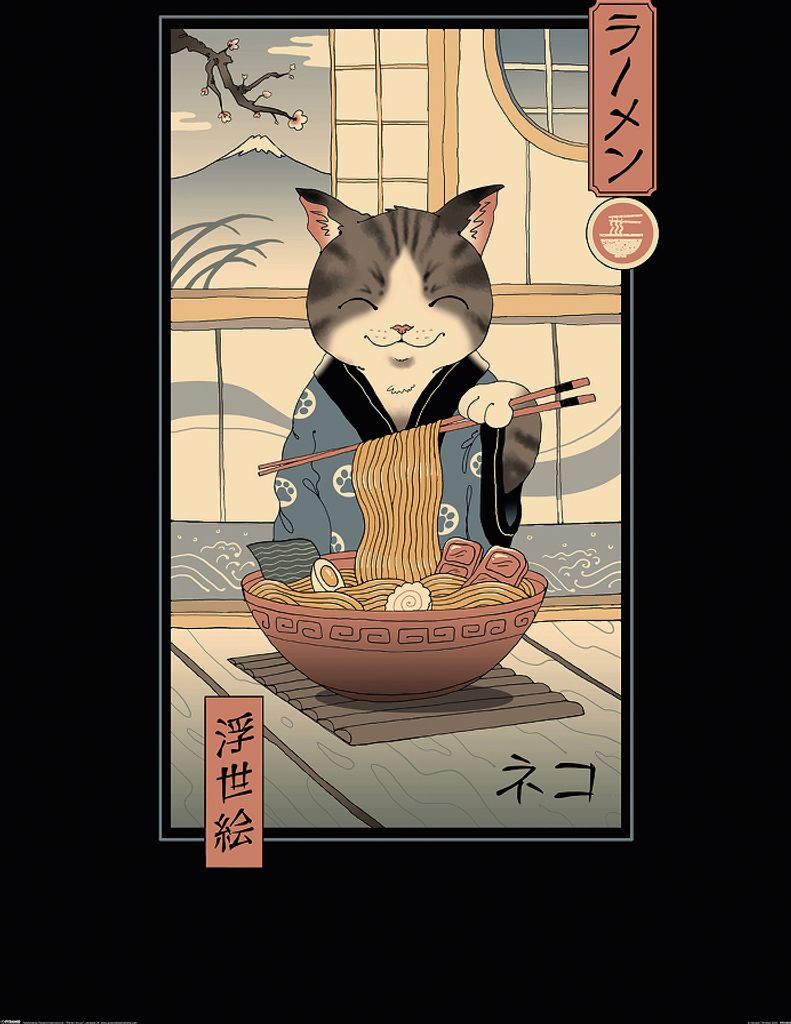 Poster vincent trinidad neko ramen ukiyoe