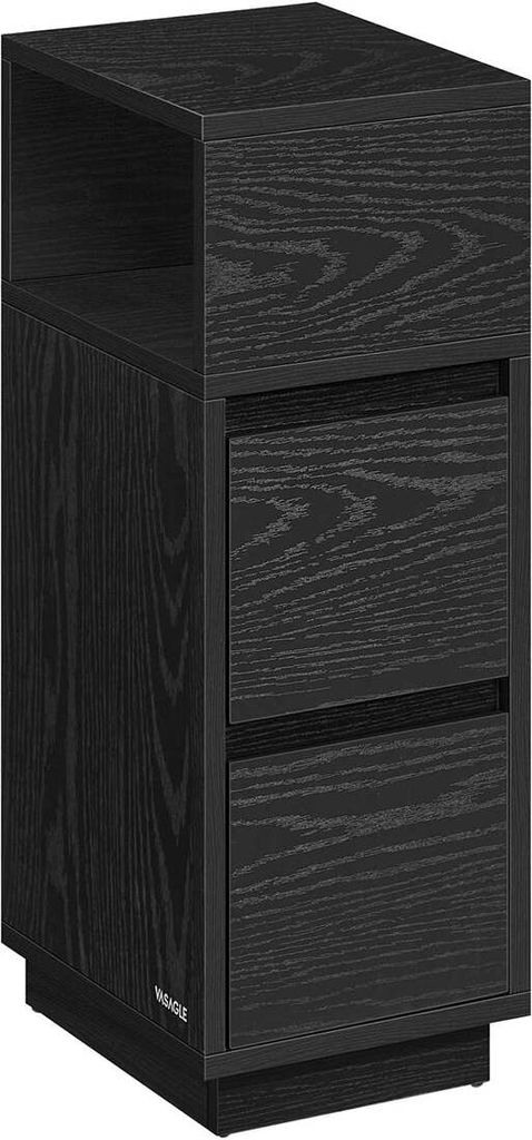 Ebony Schwarzes Nachtkastchen - Nachtkastchen - Holzspanplatte - MDF - 30 cm x 25 cm x 65 cm - 9,6 kg - 45,4 kg Max. Belastung - 4,5 kg Schubladenk...