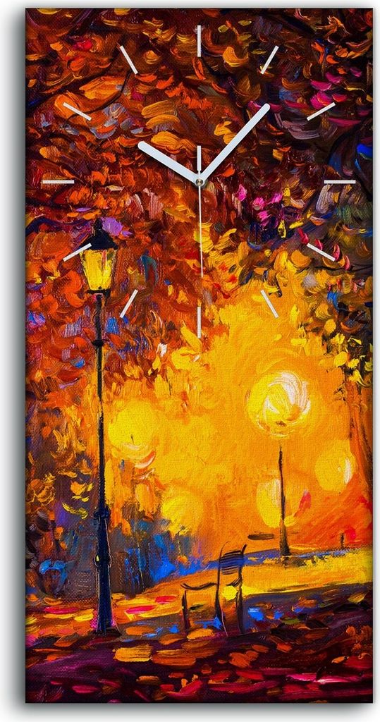 Leinwand Wanduhr Wandkunst Uhr 30x60 park bunte T-Stücke Licht Bank Herbst - weiße Hände