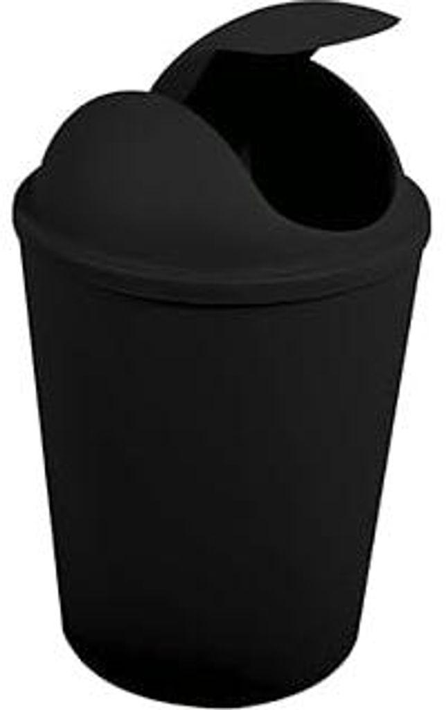 MSV AKO Abfalleimer Klappdeckel schwarz 5,5 l, Black