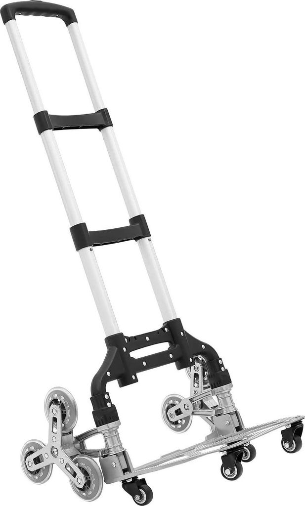 Treppensteiger Sackkarre - Klappbarer Transportwagen - 6 Räder - Aluminium - Schwerlast - Tragbar - Umweltfreundlich - Schwarz