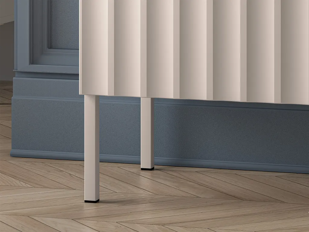 Table de Chevet Design 100 cm Derriva Beige Clair et Façade Striée