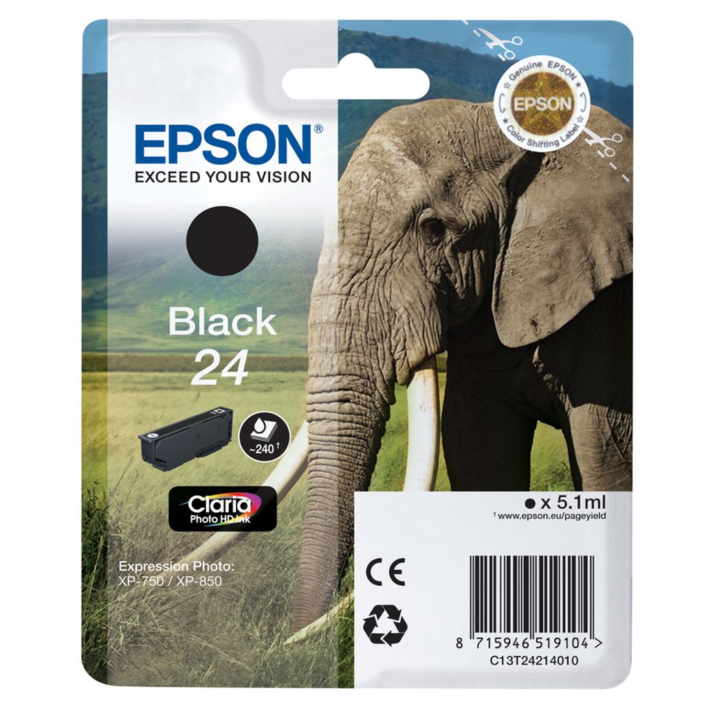 EPSON Tinte Singlepack Black 24 Claria Photo HD (C13T24214010)