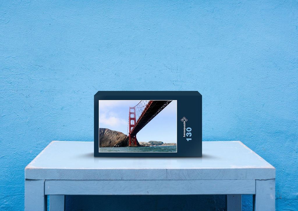 hansepuzzle 24342 - Golden Gate Bridge Puzzle, 130 Teile, Reisen, 28,7 x 20,0cm mit hochwertiger Aufbewahrung, Kartonbox & Beutel