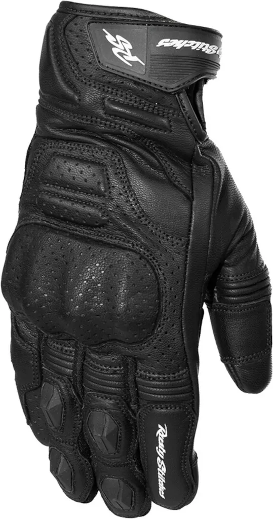 Gants de moto en cuir Rusty Stitches Conner noir taille XS